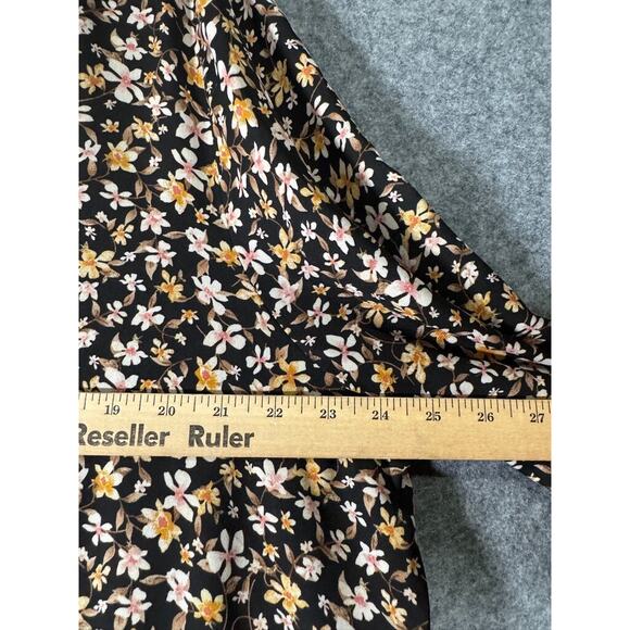 Moa Mao Blouse Women 3x Long Sleeve Black Floral V Neck Mature Boho Smocked Slee - Picture 4 of 7